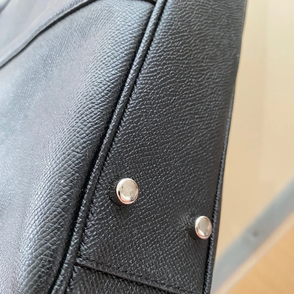 COACH - Black Saffiano Leather Metropolitan Slim Messenger Bag Briefcase GENUINE
